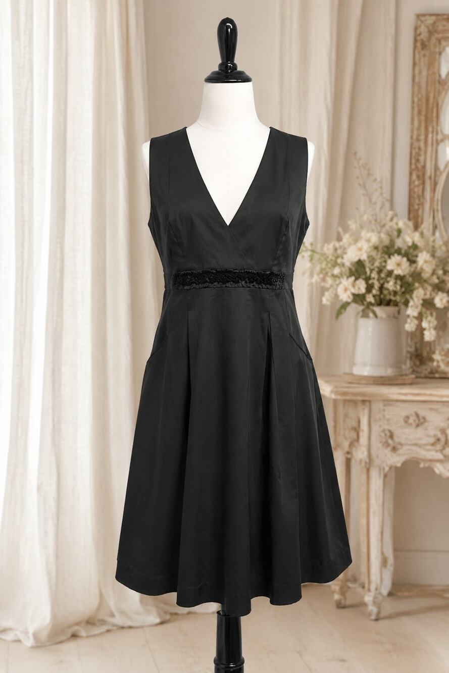 Simply Vera Vera Wang Size 12 Black A Line Dress With Pockets